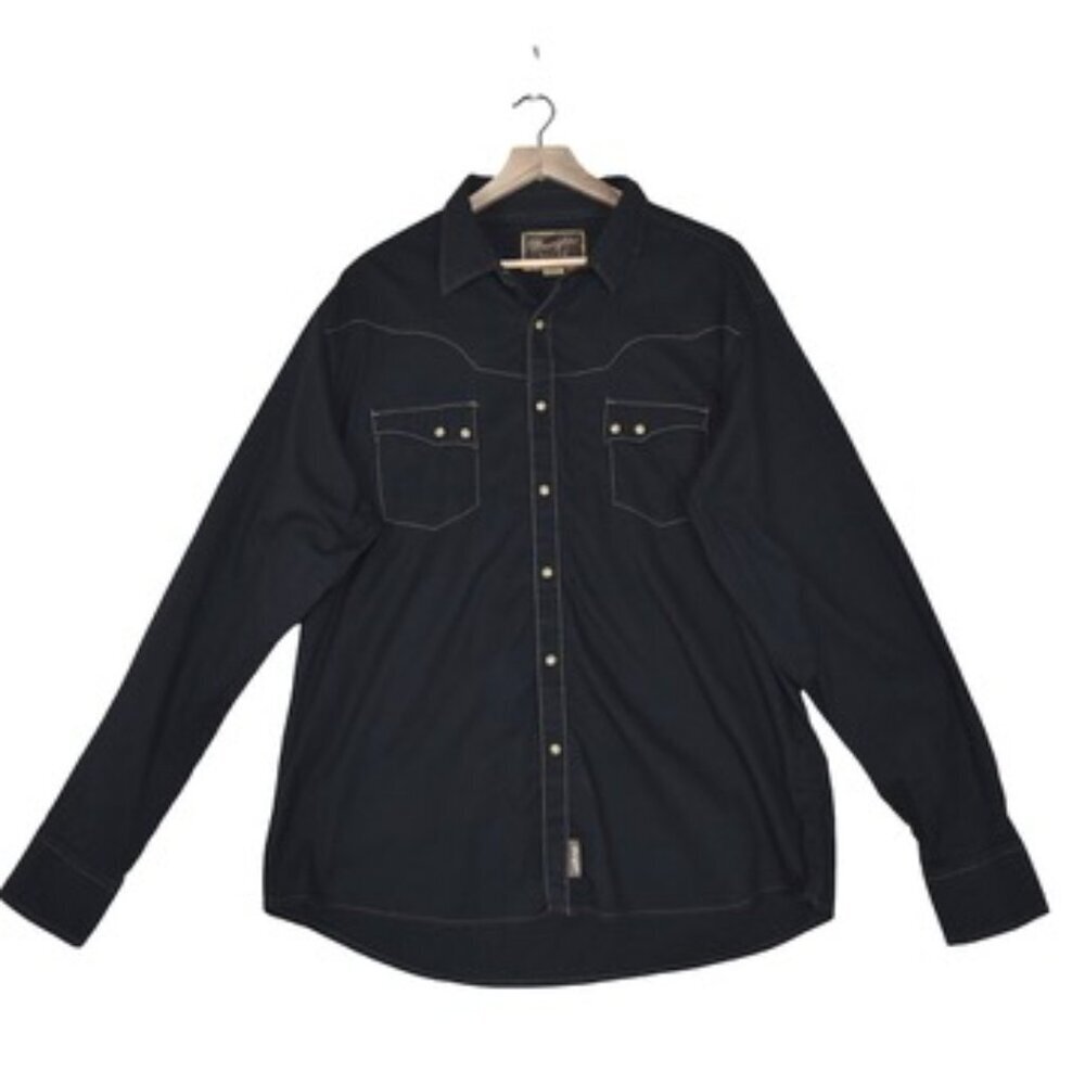 Wrangler Retro Western Shirt Size XXL 100% Cotton Black Pearl Snaps - Picture 3 of 8